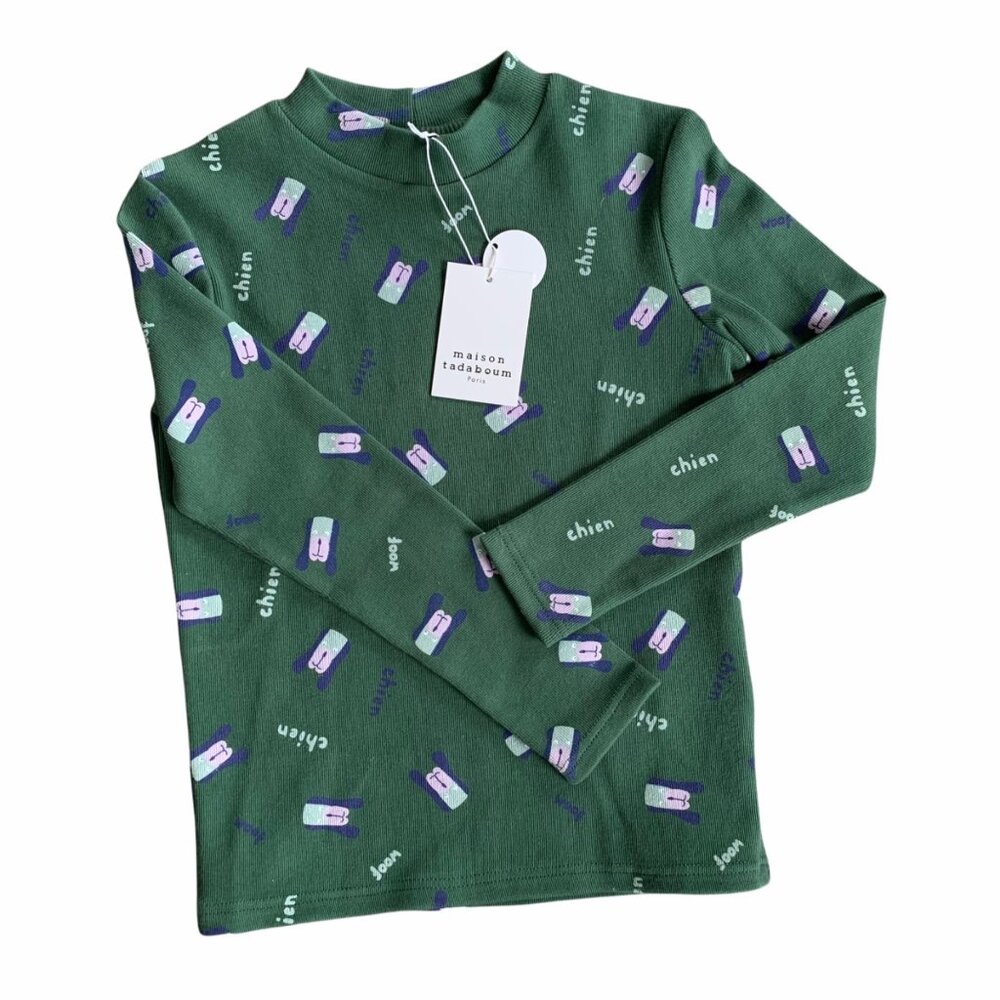NWT Maison Tadaboum Paris Puppy Dog Mock Neck Shirt 10 Y